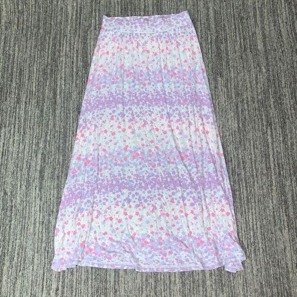 Cherokee Womens Size XL Pullon‎ Skirt Purple Pink Floral Print Elastic Waist 90s - Picture 1 of 5